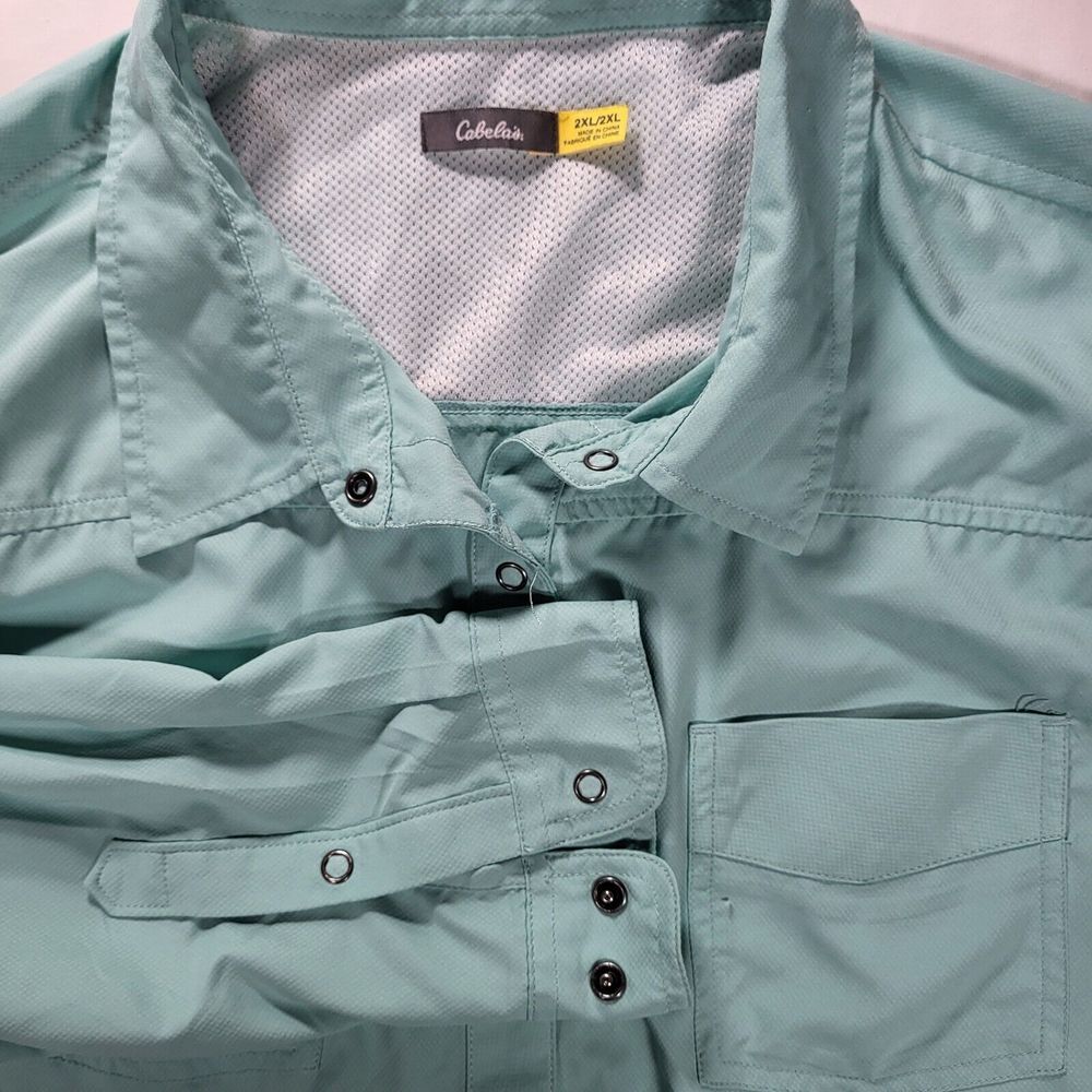Cabela's Women's 2XL Teal Long Sleeve Snap Button Shirt‎ Outdoor Hiking Vented